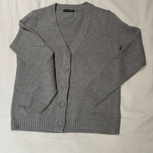 Brandy Melville Gray Cardigan Sweater V-Neck Ribbed